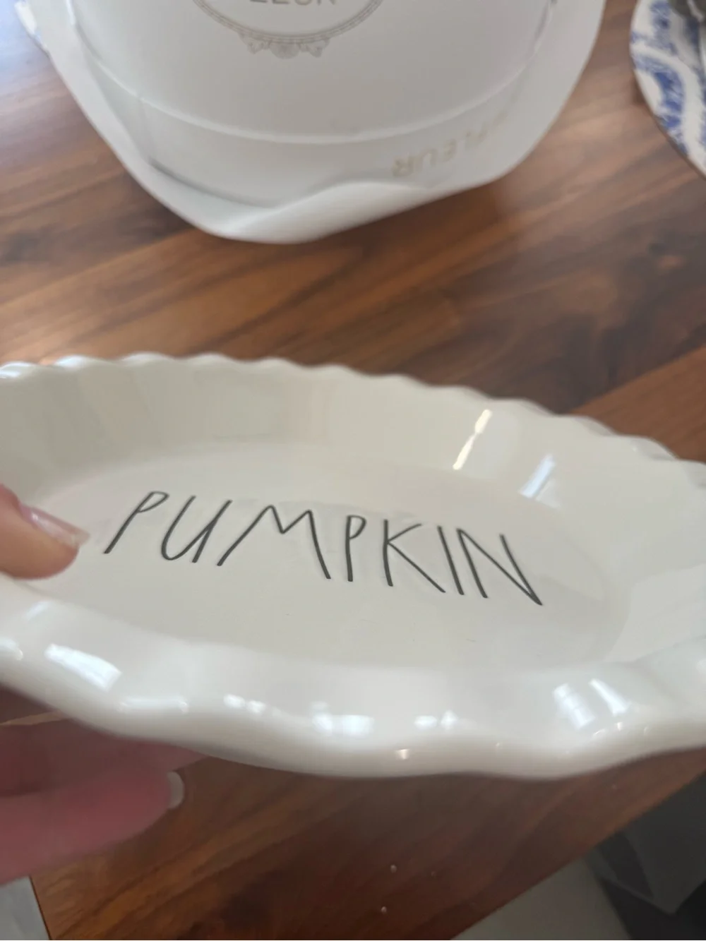 Rae Dunn White Pumpkin Ceramic Pie Dish